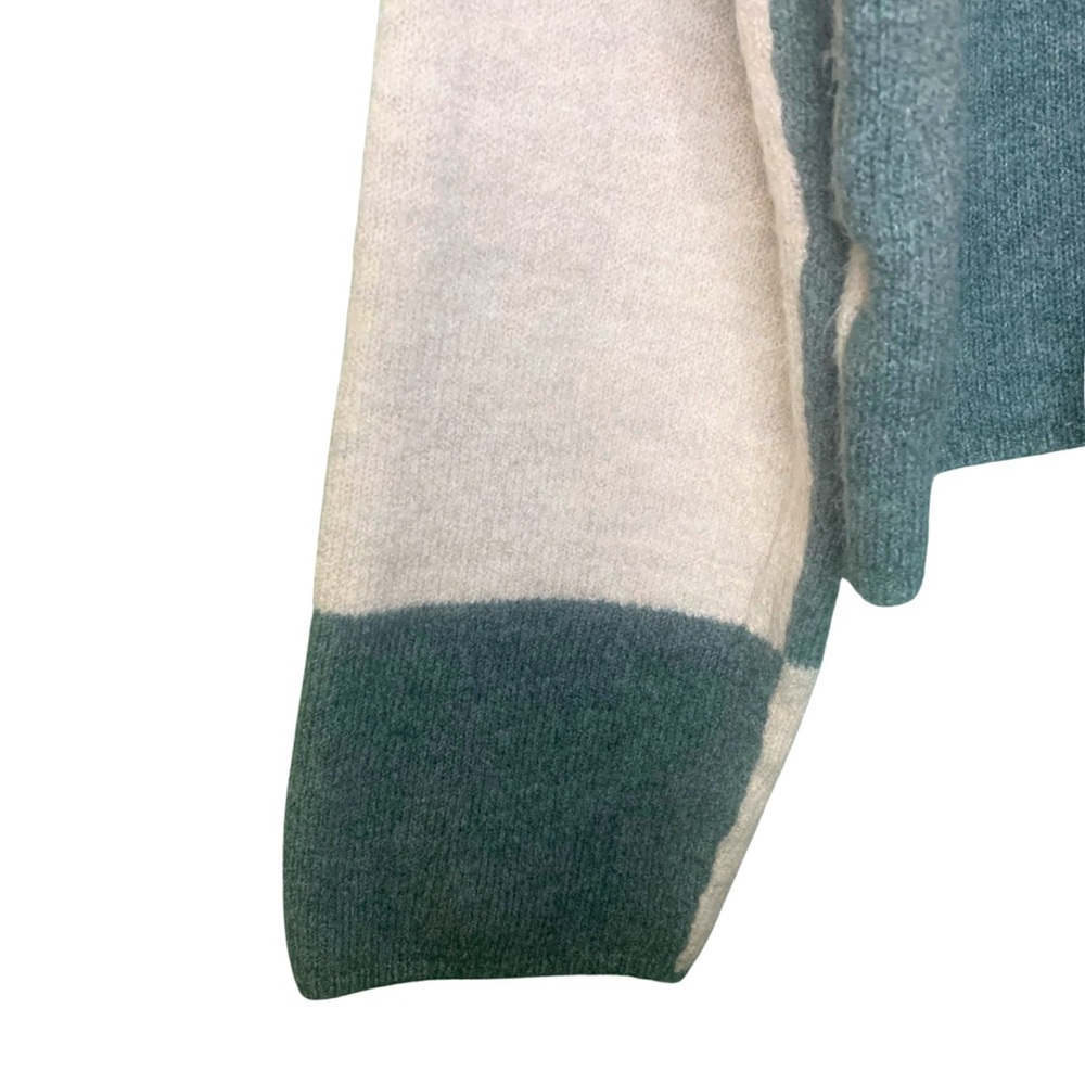 Z Supply Cream Green Colorblock Crop Crewneck Sweater Top XL Beige Twee Retro - Picture 6 of 9